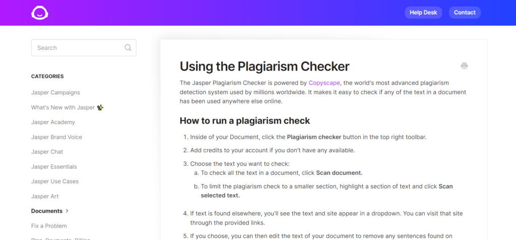 How to use plagiarism checker tool in jasper ai