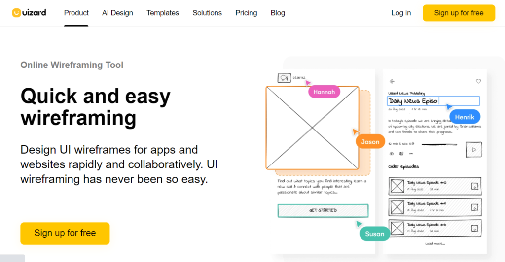 wireframes in uizard ai