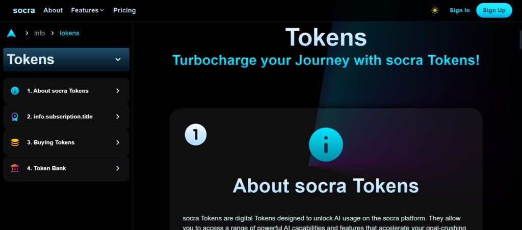 What are tokens in Socra AI?