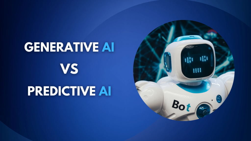 Illustrating comparing Generative AI vs Predictive AI technologies.