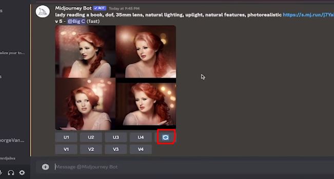 How to reroll an image in midjourney?