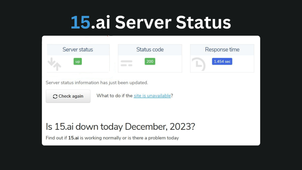 How to check 15.ai server status? | 15.ai not working.